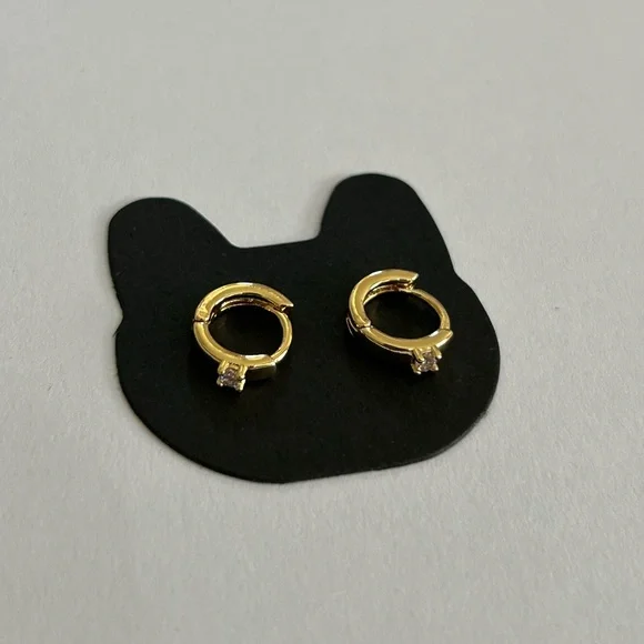 Gold Mini Hoop Earrings - Picture 2 of 3